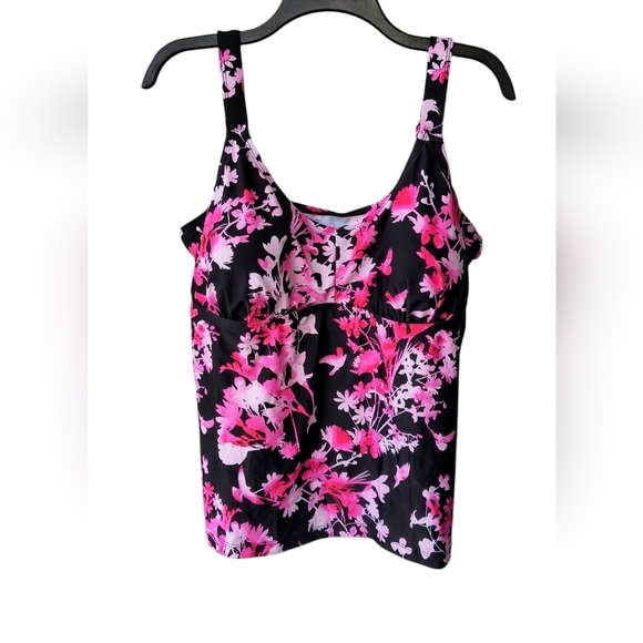 Beach Belle Women's Plus Vibrant Floral Tankini Vacation Swimming Top, 20, NWT - Picture 1 of 12